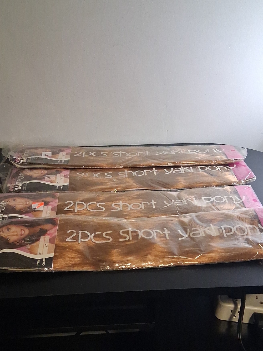 2PCS Short Yaki Pony Tail Hair Extensions - Light Brown 4packs Total